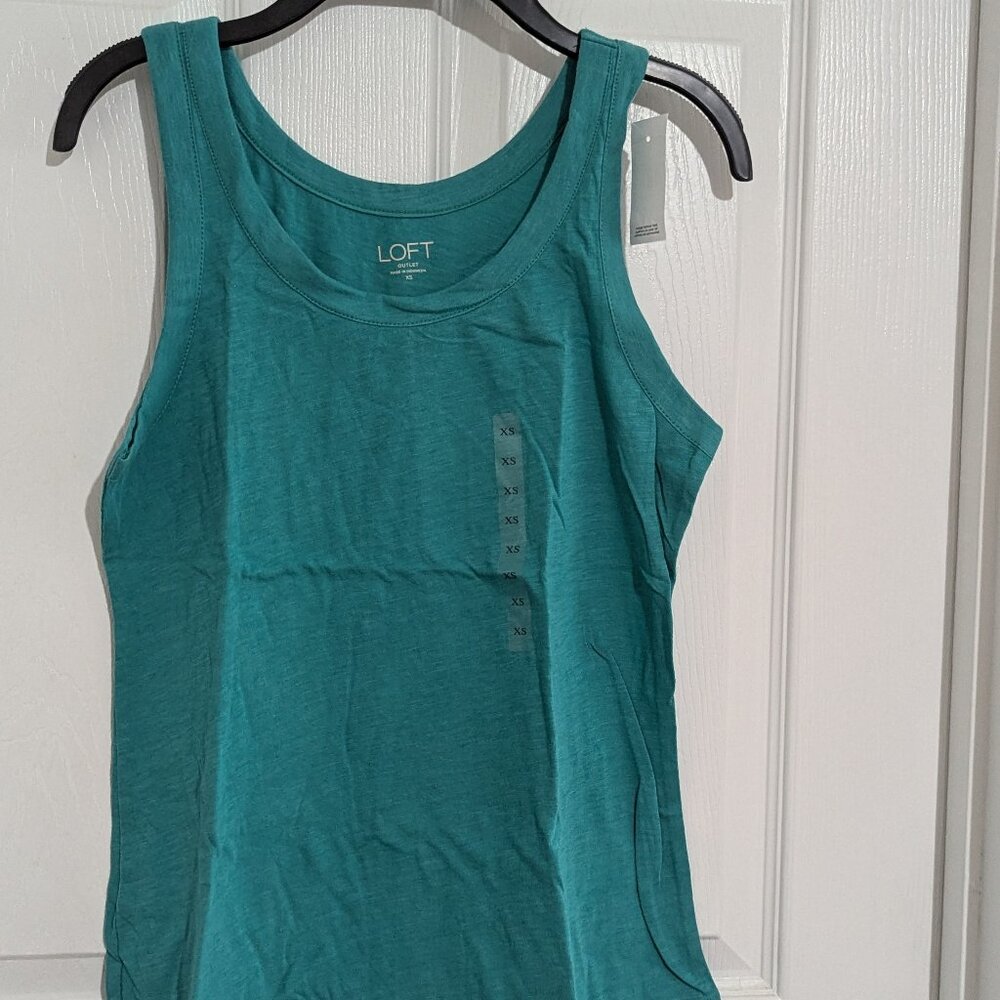 NWT Loft Turquoise Blue Cotton Tank Top Shirt Sz XS